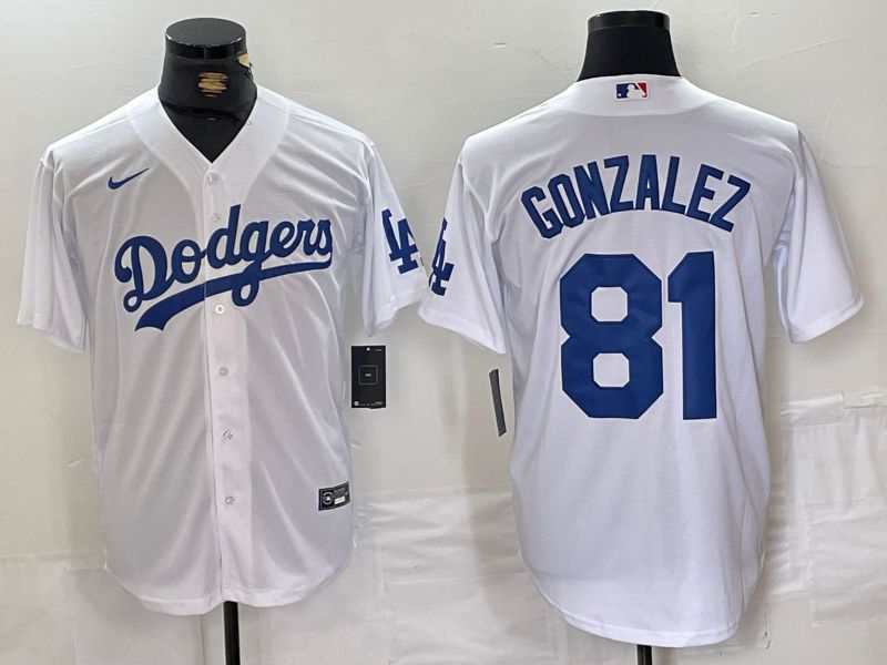 Men Los Angeles Dodgers 81 Gonzalez White Game 2024 Nike MLB Jersey style 3